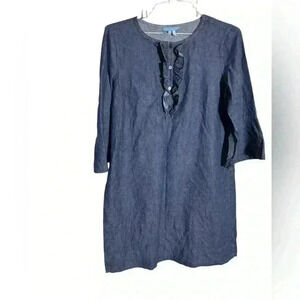 Draper James Chambray Ruffle Shift Dress bell sleeve size 10 d11